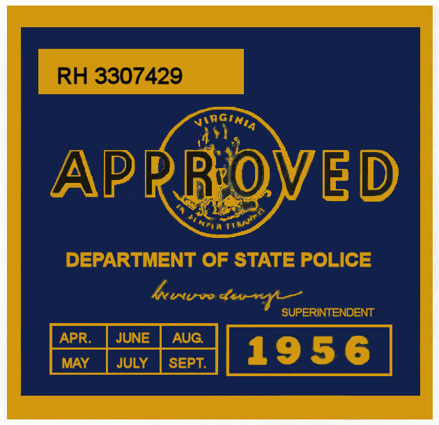 (image for) 1956 Virginia INSPECTION Sticker